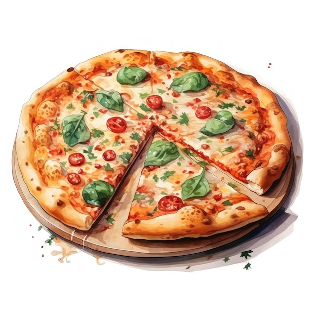 pizza aquarela isolada