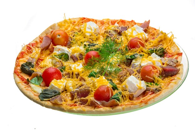 Pizza artesanal con queso y salami