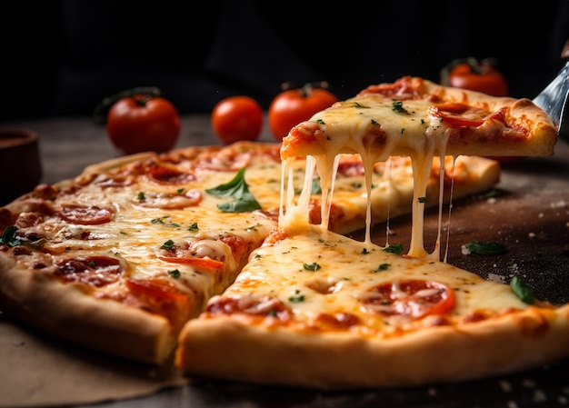 pizza assada com queijo parmesão derretido por cima