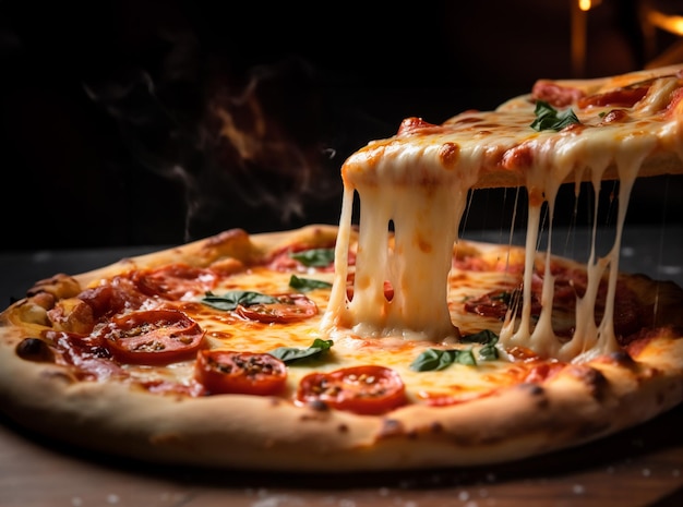 pizza assada com queijo parmesão derretido por cima