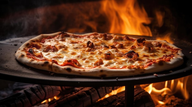 Pizza caliente recién sacada del horno