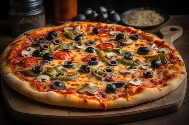 Pizza caliente y sabrosa con ingredientes apetitosos generativo IA