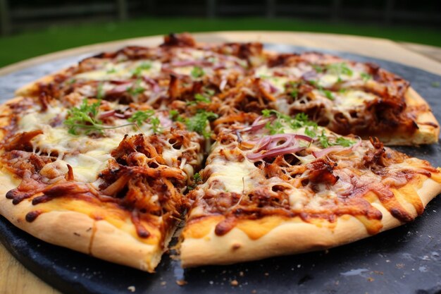 Pizza de carne de cerdo a la parrilla