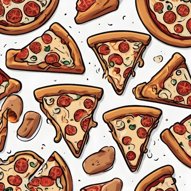 Pizza-Cartoon-Ikonen-Hintergrund Sehr cool