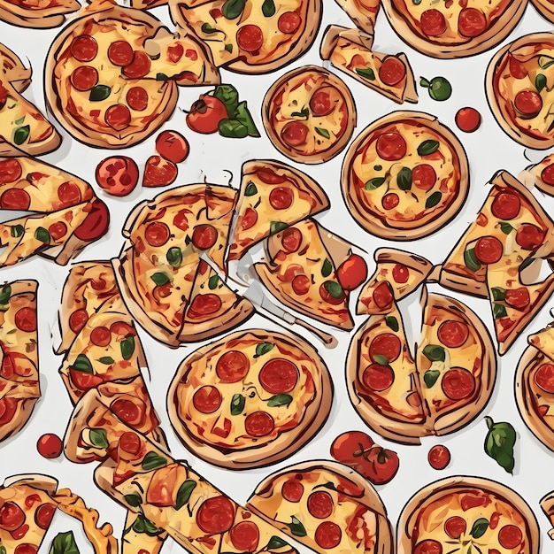 Pizza-Cartoon-Ikonen-Hintergrund Sehr cool