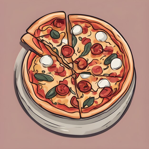Foto pizza-cartoon-ikonen-hintergrund sehr cool