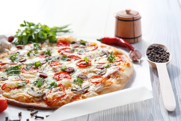 Pizza caseira fresca com tomate