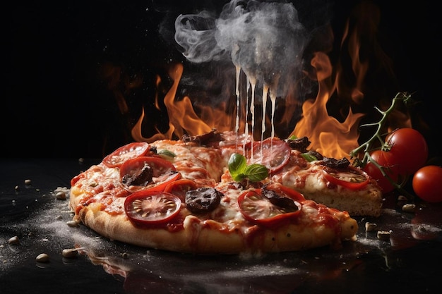 La pizza clásica de la armonía visual es una delicia culinaria