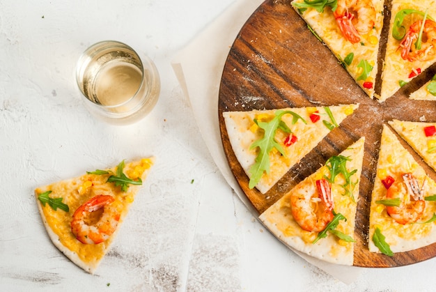 Pizza com camarão camarão