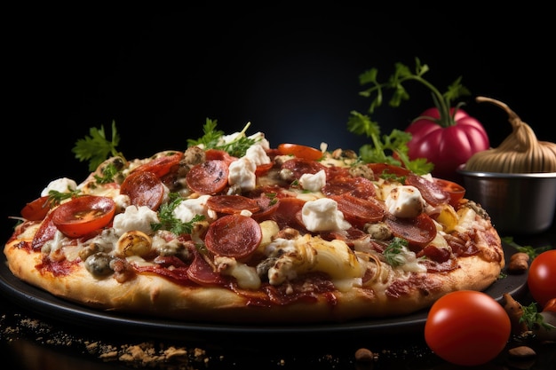 pizza com cobertura vista fundo claro publicidade profissional fotografia de alimentos