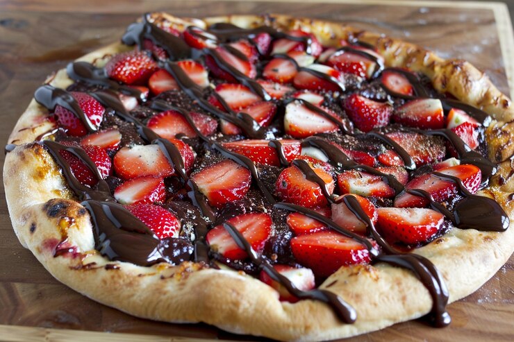 Foto pizza com nutella e morangos