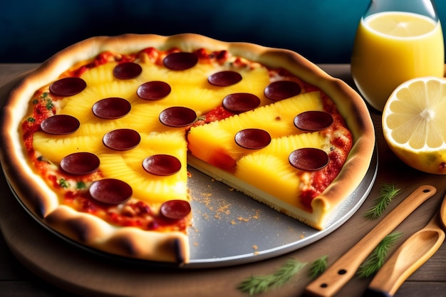 Pizza com sabor delicioso gerado Ai