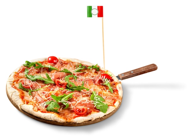 Pizza com Tomate, Queijo e Manjericão e Bandeira Italiana