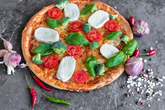 Pizza, comida, vegetais, cogumelos.