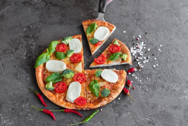 Pizza, comida, vegetais, cogumelos.