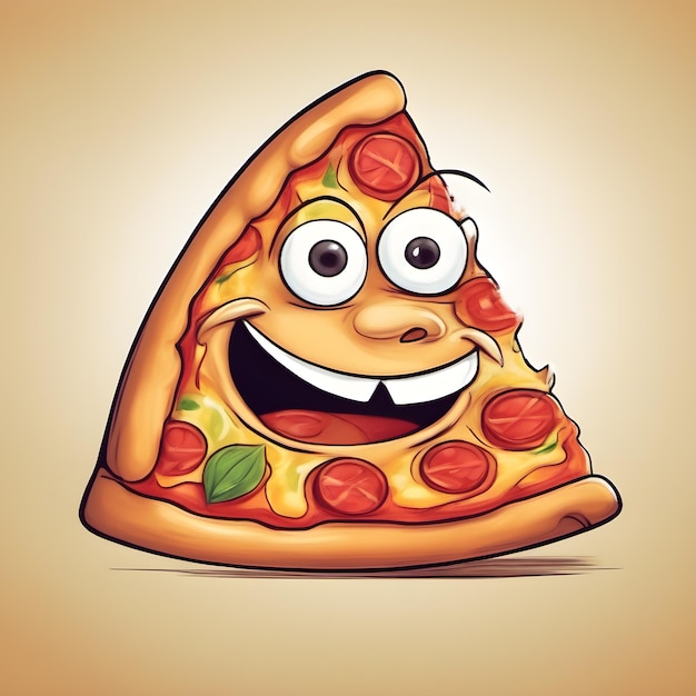 pizza una criatura divertida cara caricaturizada