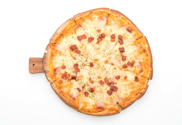 Foto pizza de bacon e queijo