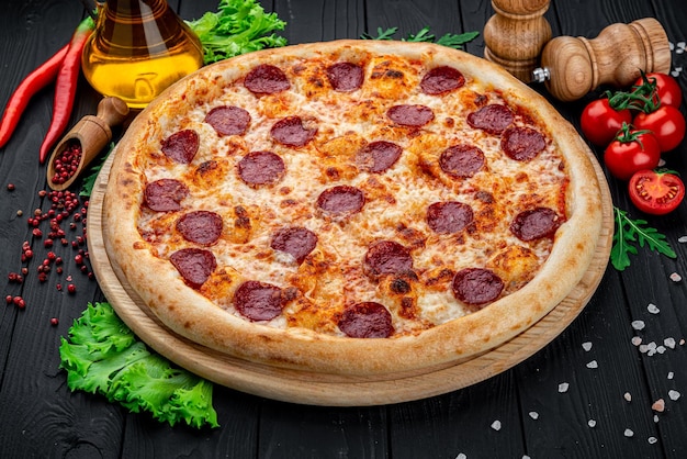 Pizza de pepperoni deliciosa e fresca