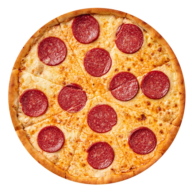 Pizza de pepperoni isolada com salame