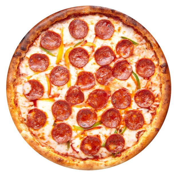 Pizza de pepperoni isolada com salame