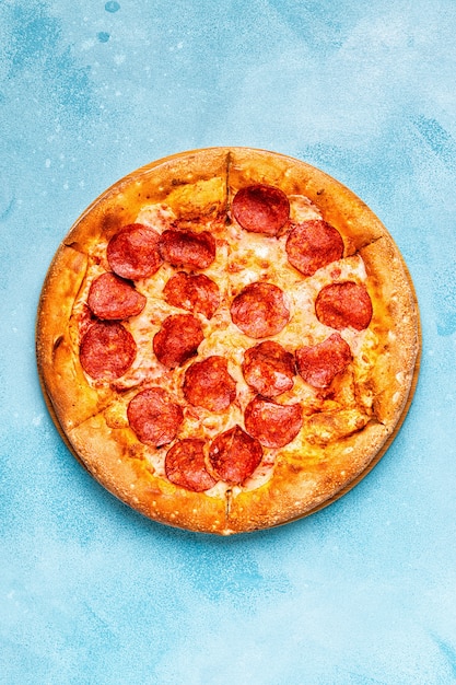 Pizza de Pepperoni, vista de cima