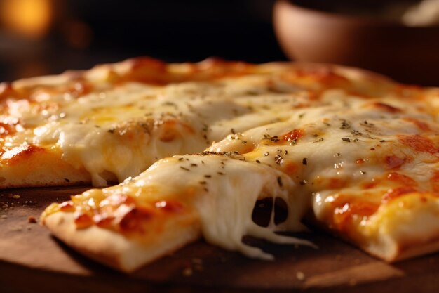 Pizza de quatro queijos brancos com parmesão derretido