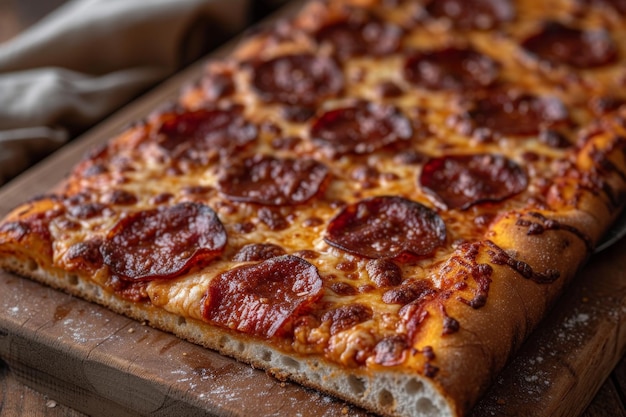 Una pizza deliciosa y bien cocinada está en la mesa.