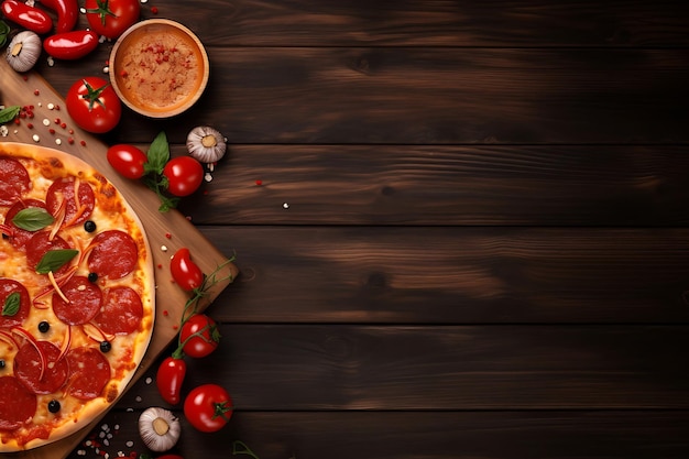 Foto pizza deliciosa em uma mesa de madeira