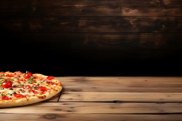 Foto pizza deliciosa em uma mesa de madeira