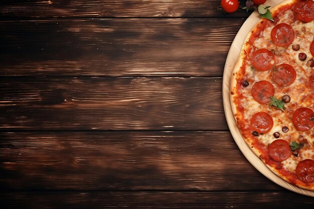 Foto pizza deliciosa em uma mesa de madeira