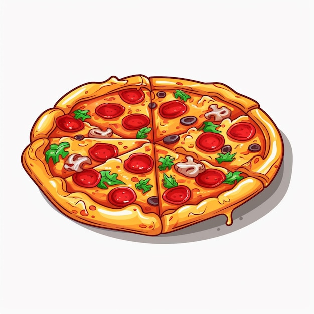 Foto pizza de dibujos animados con pepperoni ai generativo