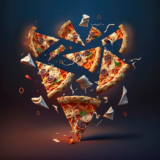 Pizza, die Sie auf eine Reise mitnimmt: Lassen Sie sich von dieser fliegenden Köstlichkeit in den Geschmackshimmel entführen, der mit generativer KI-Technologie erstellt wurde