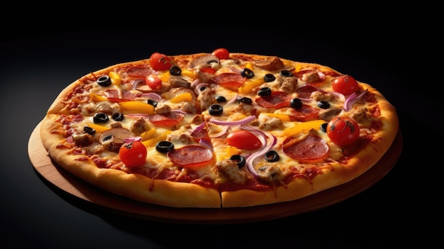 Una pizza con diferentes ingredientes