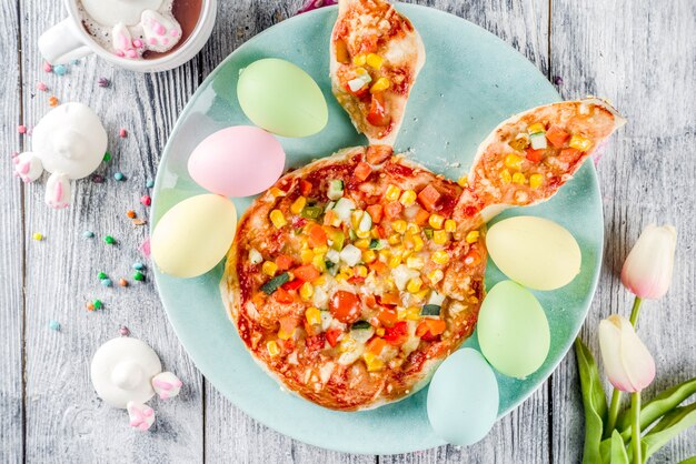 Pizza divertida para niños de pascua