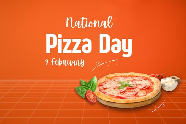 Pizza do dia da pizza com massa em um fundo laranja