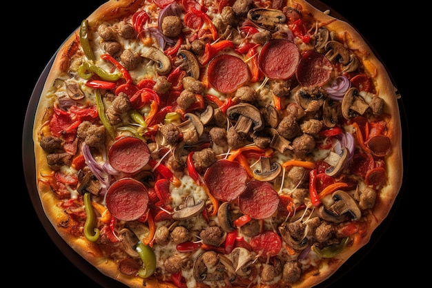 Pizza entera estilo chicago con variante con fondo oscuro
