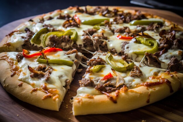 Pizza fácil con filete de queso de Filadelfia