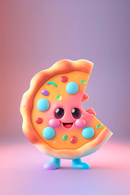 Pizza feliz estilo kawaii