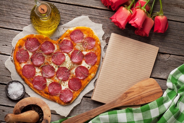 Pizza en forma de corazón