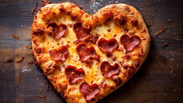 Pizza en forma de corazón