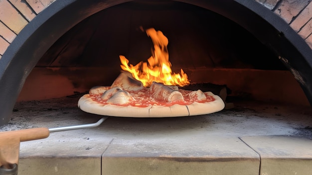 Foto pizza fresca lista para el horno de leña