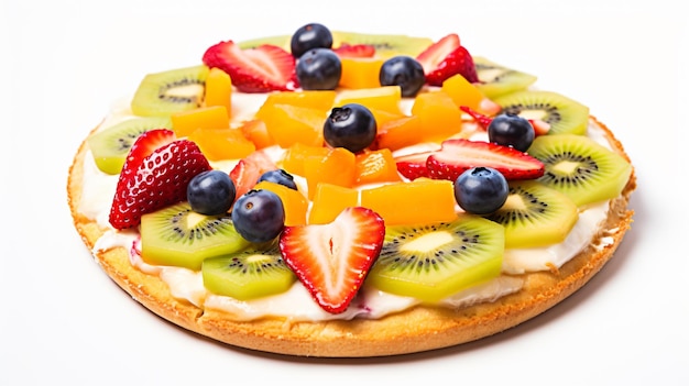 Foto pizza de frutas aislada en blanco