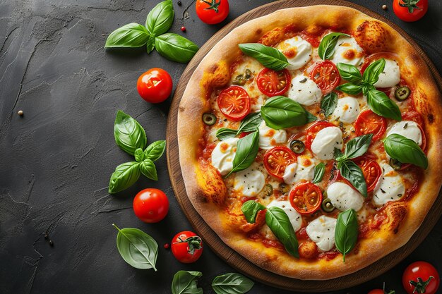 Pizza gourmet com mozzarella fresca