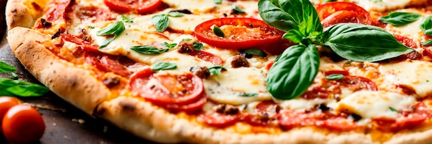 pizza grande en un plato enfoque selectivo