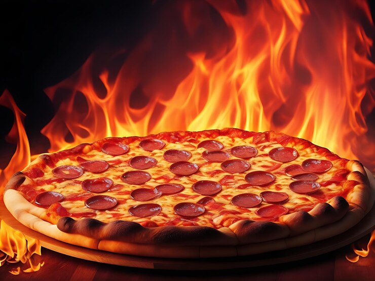 Pizza y hamburguesas de abeto