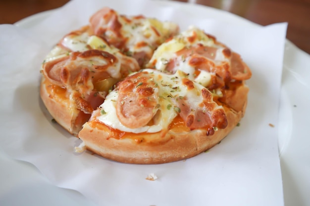 Pizza havaiana com salsicha pizza ou pizza pequena ou pizza italiana