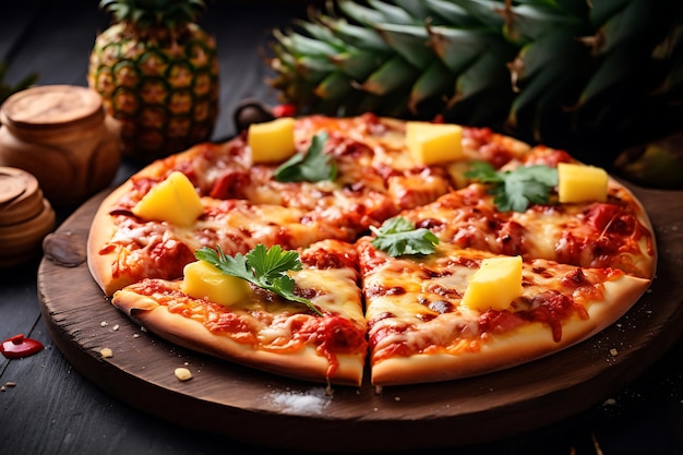 Pizza hawaiana con piña