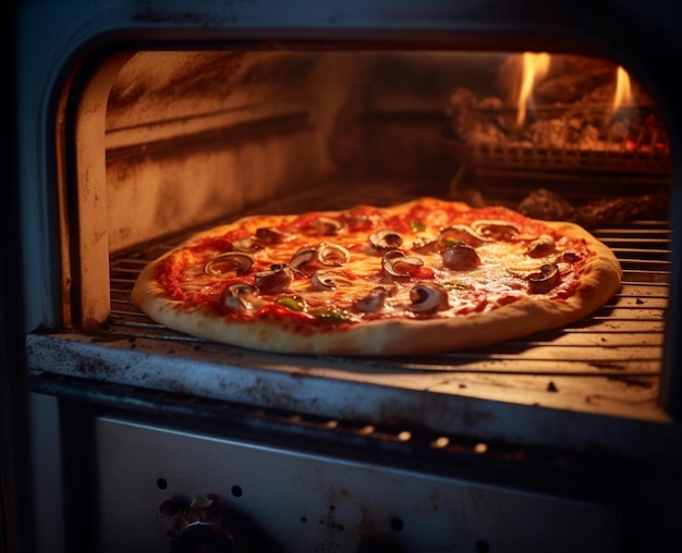 Pizza en horno de leña