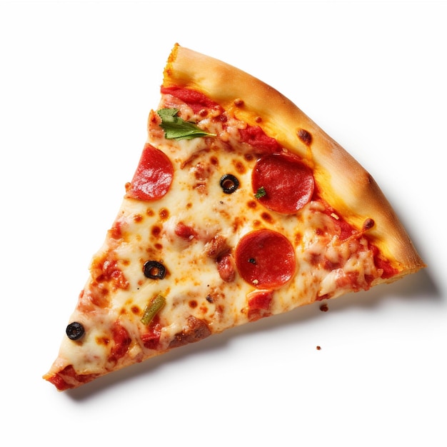 Pizza isolada em fundo branco com traçado de recorte vista superior