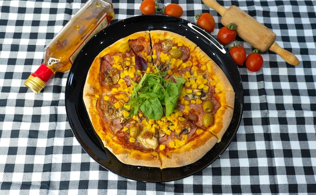 Pizza italiana caseira fresca com sabor delicioso